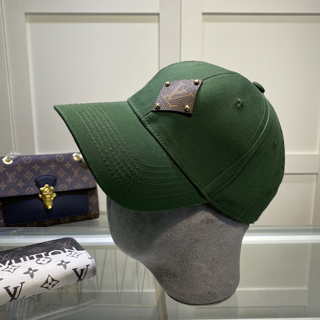 Louis Vuitton Embroidered Logo Baseball Cap Green LV Cap TemafesUS