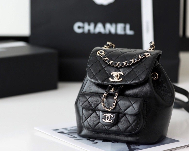 Chanel Backpack Black For Women 7 in/18cm TemafesUS