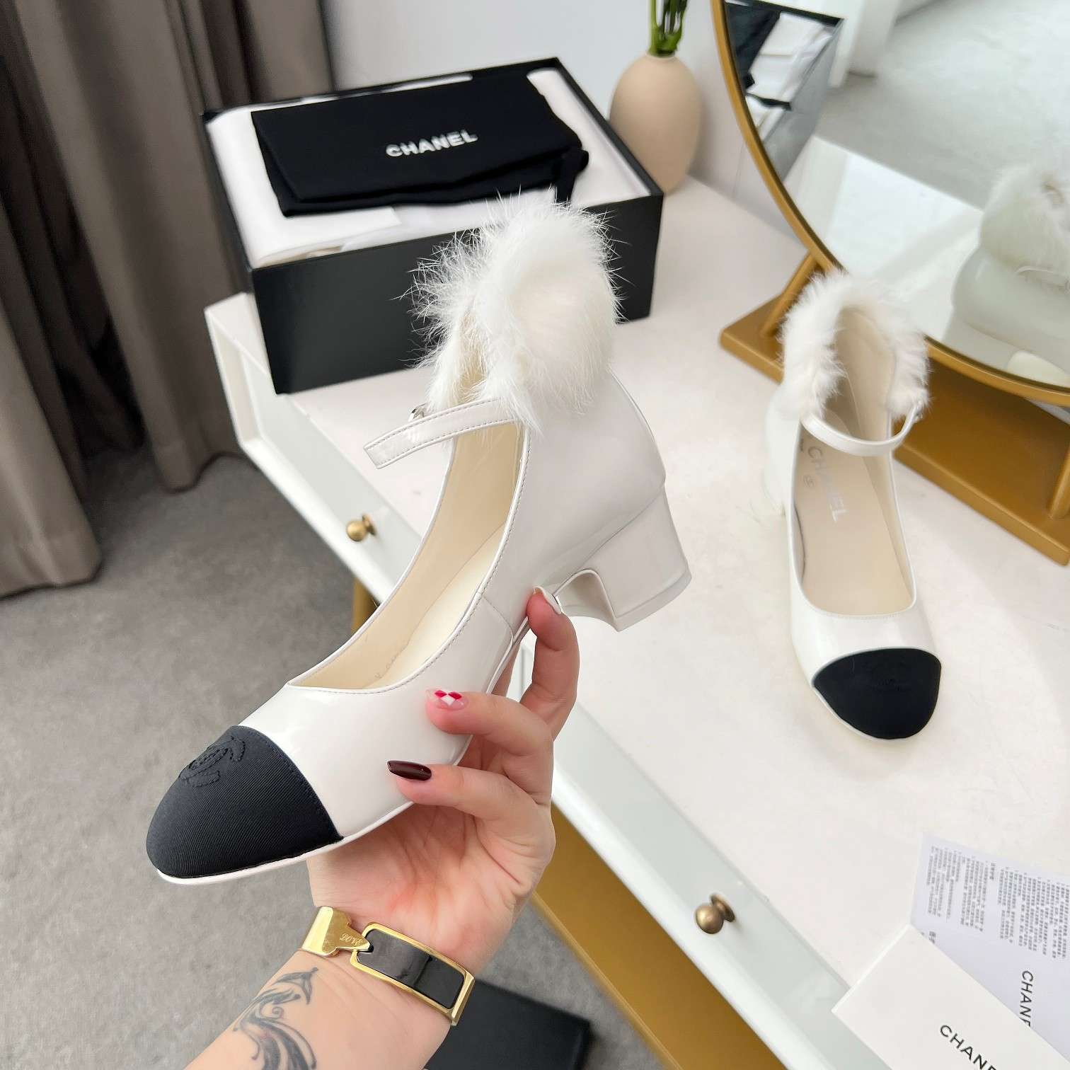 Chanel Milan Rabbit Fur High Heels White For Women - Temafes - The best ...