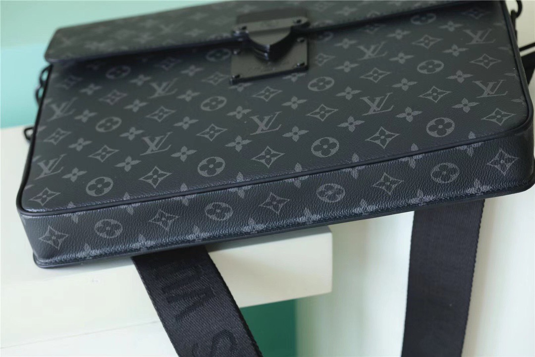 Louis Vuitton SLock Briefcase Monogram Eclipse Black For Men, Men's Bags, Shoulder And