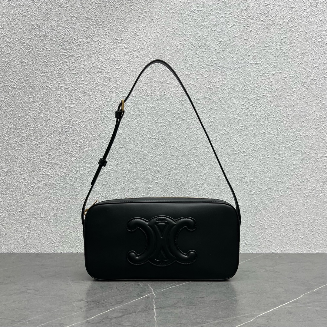 Celine Camera Shoulder Bag Cuir Triomphe Black For Women 10in/26cm